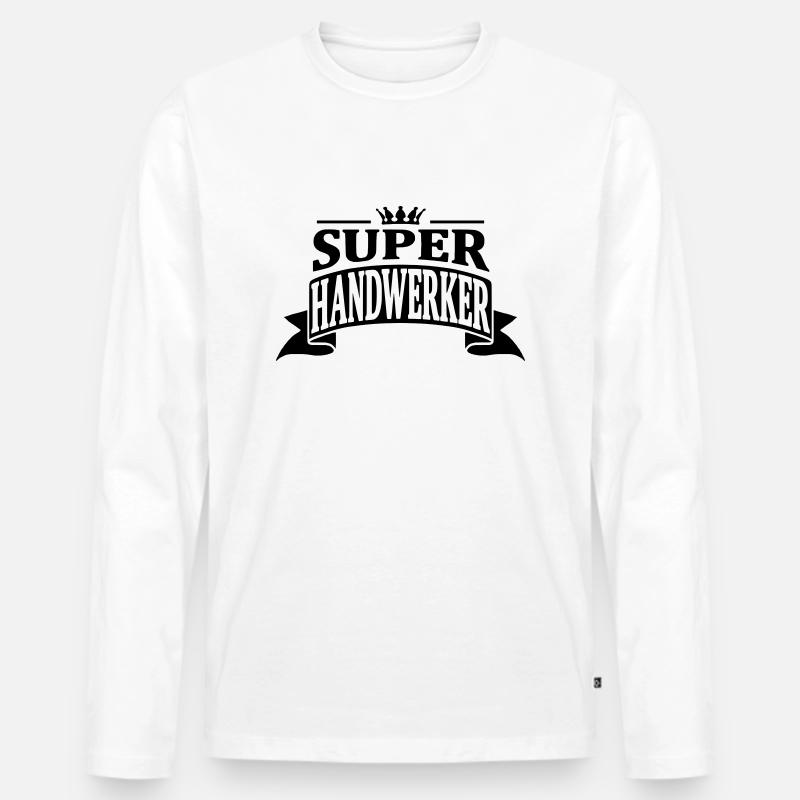 super handwerker - Männer Premium Bio Langarmshirt - Weiß