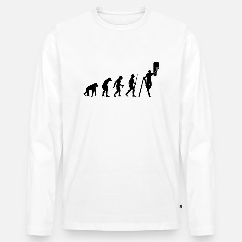 Maler Evolution - Männer Premium Bio Langarmshirt - Weiß
