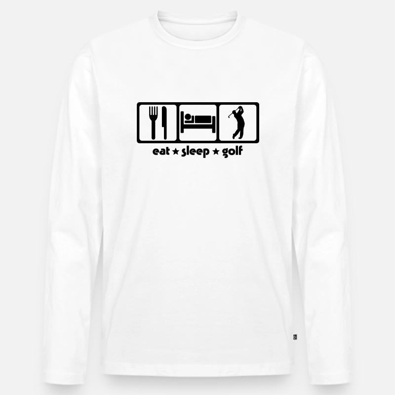 Eat Sleep Golf - Männer Premium Bio Langarmshirt - Weiß