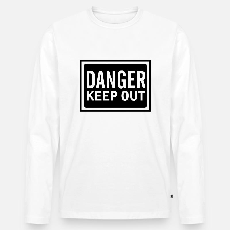 danger_keep_out_100 - Männer Premium Bio Langarmshirt - Weiß