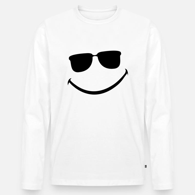 smileface_2 - Männer Premium Bio Langarmshirt - Weiß