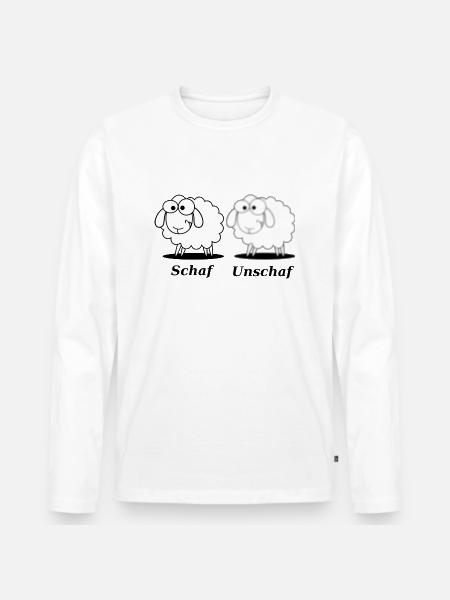 Funny Sheep / Unschaf Shirt - Men's Premium Organic Long Sleeve Shirt - white