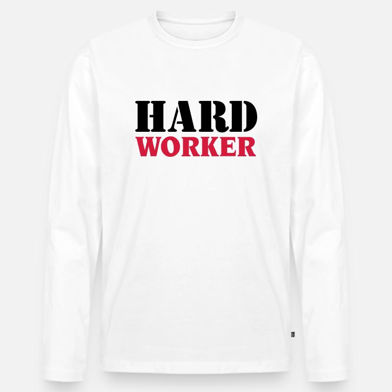 Hard worker - Männer Premium Bio Langarmshirt - Weiß