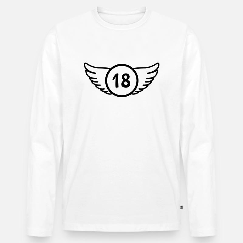 18 - Männer Premium Bio Langarmshirt - Weiß