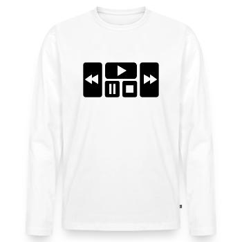 Play button - Männer Premium Bio Langarmshirt - Weiß - Vorne - Nico (187cm)