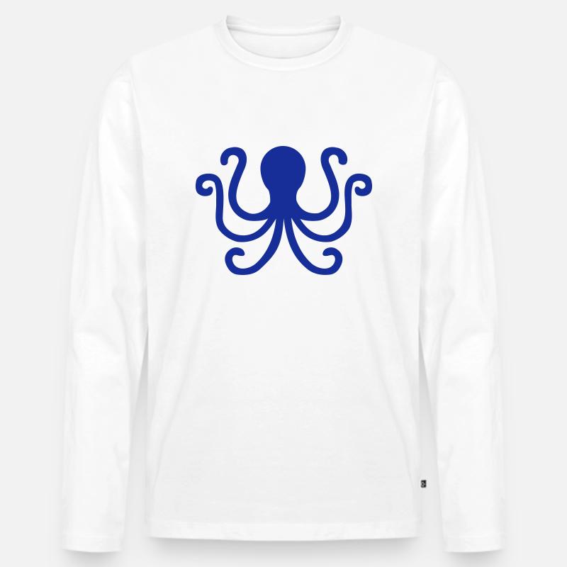 Krake - Männer Premium Bio Langarmshirt - Weiß
