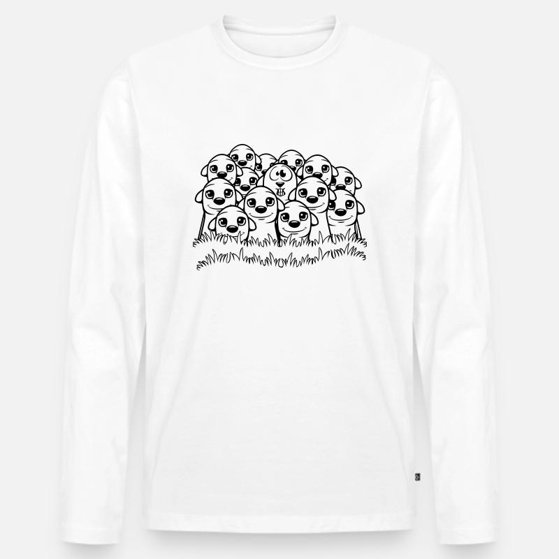 Erdmännchen süss freundlich witzig gruppe - Männer Premium Bio Langarmshirt - Weiß