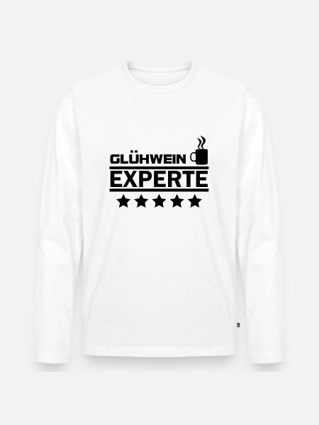 glühwein experte - Männer Premium Bio Langarmshirt - Weiß
