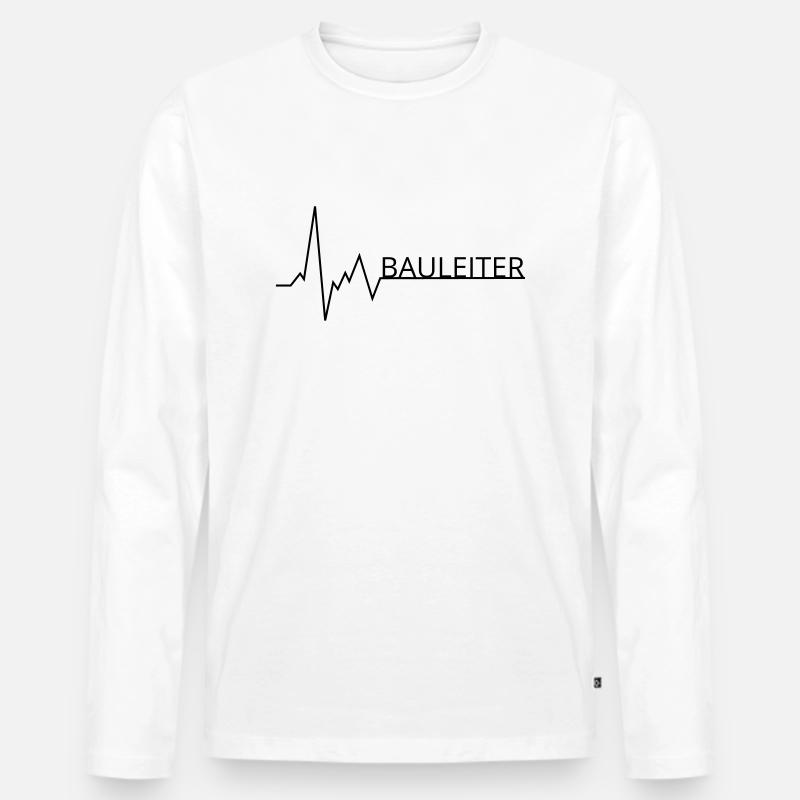 herzschlag bauleiter - Männer Premium Bio Langarmshirt - Weiß