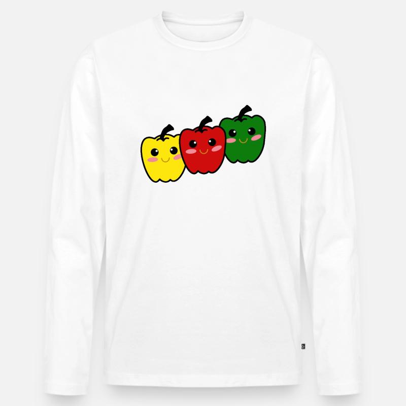 Happy Paprikas - Männer Premium Bio Langarmshirt - Weiß