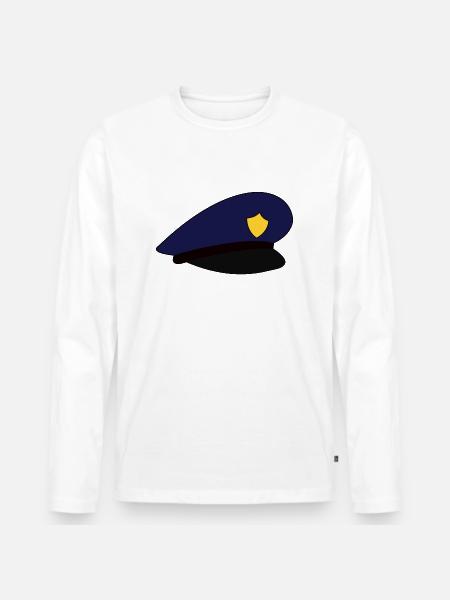 Polizeimütze Mütze Polizei - Männer Premium Bio Langarmshirt - Weiß