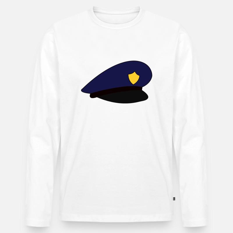 Polizeimütze Mütze Polizei - Männer Premium Bio Langarmshirt - Weiß