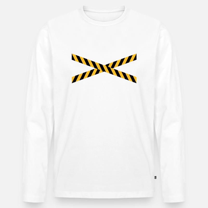 Linie Design Absperrband - Männer Premium Bio Langarmshirt - Weiß