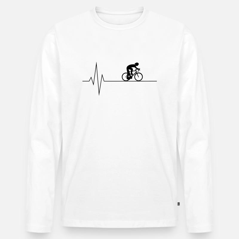 Herzschlag Radfahrer - Männer Premium Bio Langarmshirt - Weiß