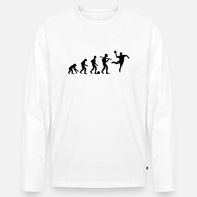 Evolution Handball; Anti-Fußball - Männer Premium Bio Langarmshirt - Weiß
