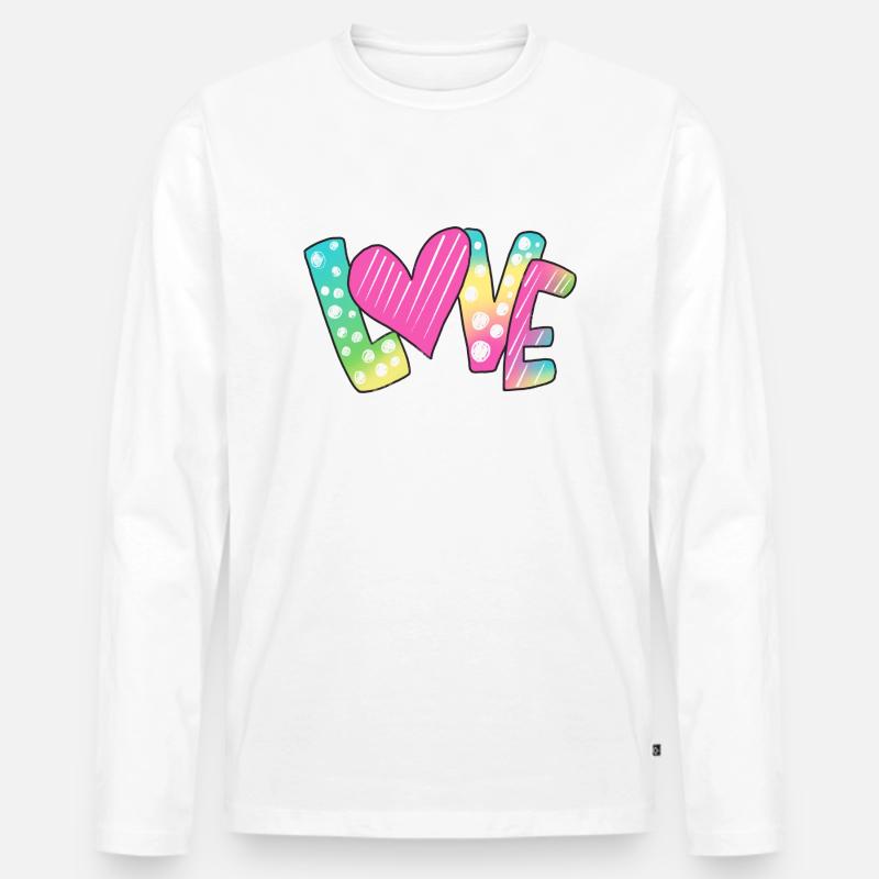 Liebe kunterbunt - Männer Premium Bio Langarmshirt - Weiß
