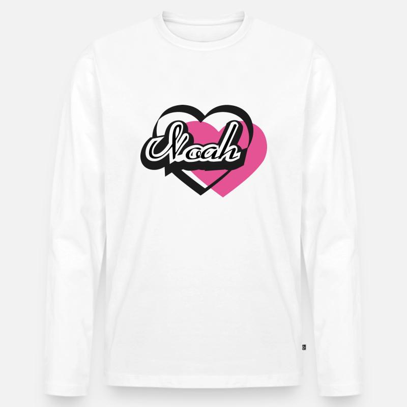 Name Noah - Männer Premium Bio Langarmshirt - Weiß
