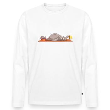 Dankeschön, Faultier, Bier, Spruch, Cartoon Lustig - Männer Premium Bio Langarmshirt - Weiß - Vorne - Nico (187cm)