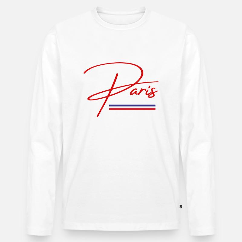 Paris Geschenkidee - Männer Premium Bio Langarmshirt - Weiß