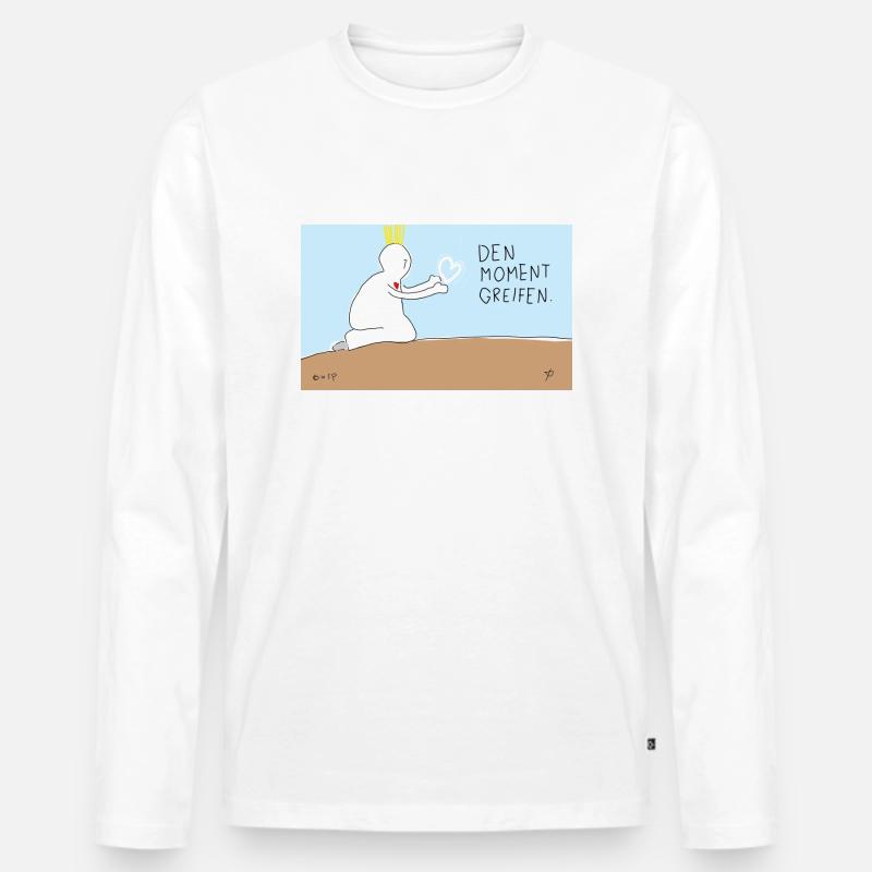 Den Moment greifen. - Männer Premium Bio Langarmshirt - Weiß