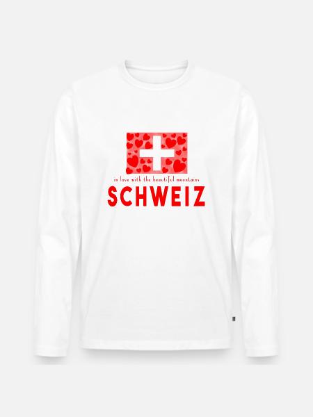 Switzerland Hearts - Men's Premium Organic Long Sleeve Shirt - white