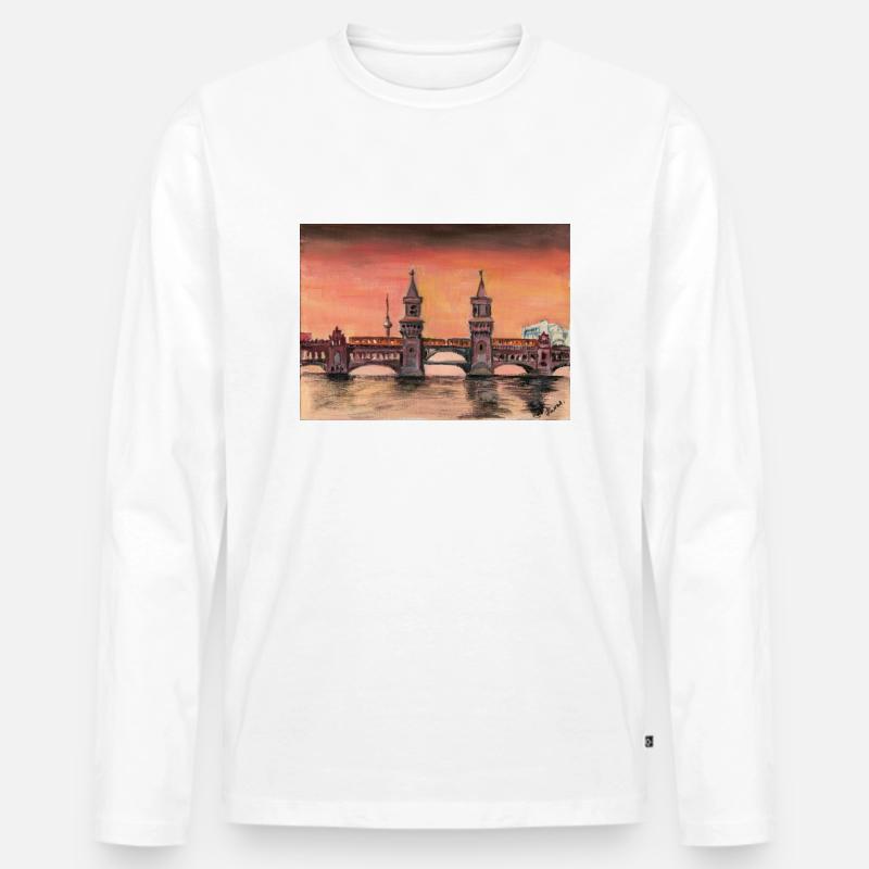 Oberbaumbrücke - Männer Premium Bio Langarmshirt - Weiß
