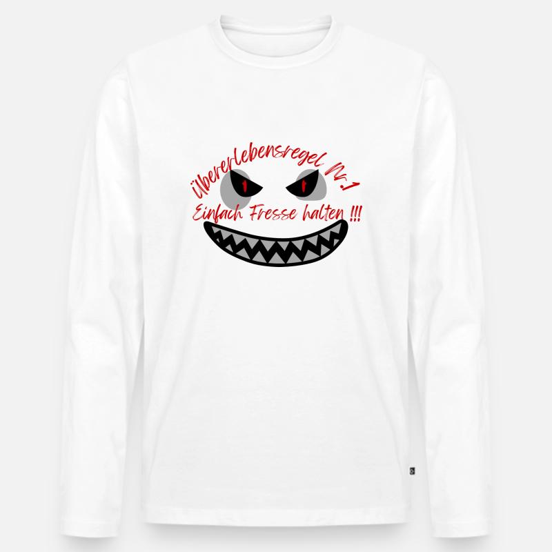 "Überlebensregel Nr 1" Design Subtil - Männer Premium Bio Langarmshirt - Weiß