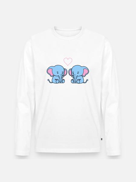 Elephant Love - Men's Premium Organic Long Sleeve Shirt - white