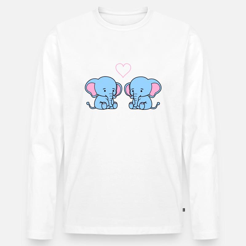 elephant love - Männer Premium Bio Langarmshirt - Weiß