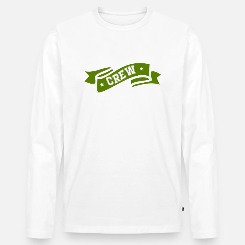 Crew - Männer Premium Bio Langarmshirt - Weiß