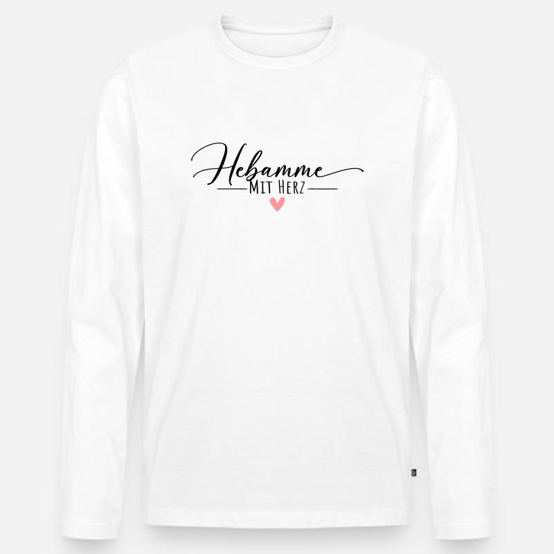 Hebamme mit Herz - Männer Premium Bio Langarmshirt - Weiß