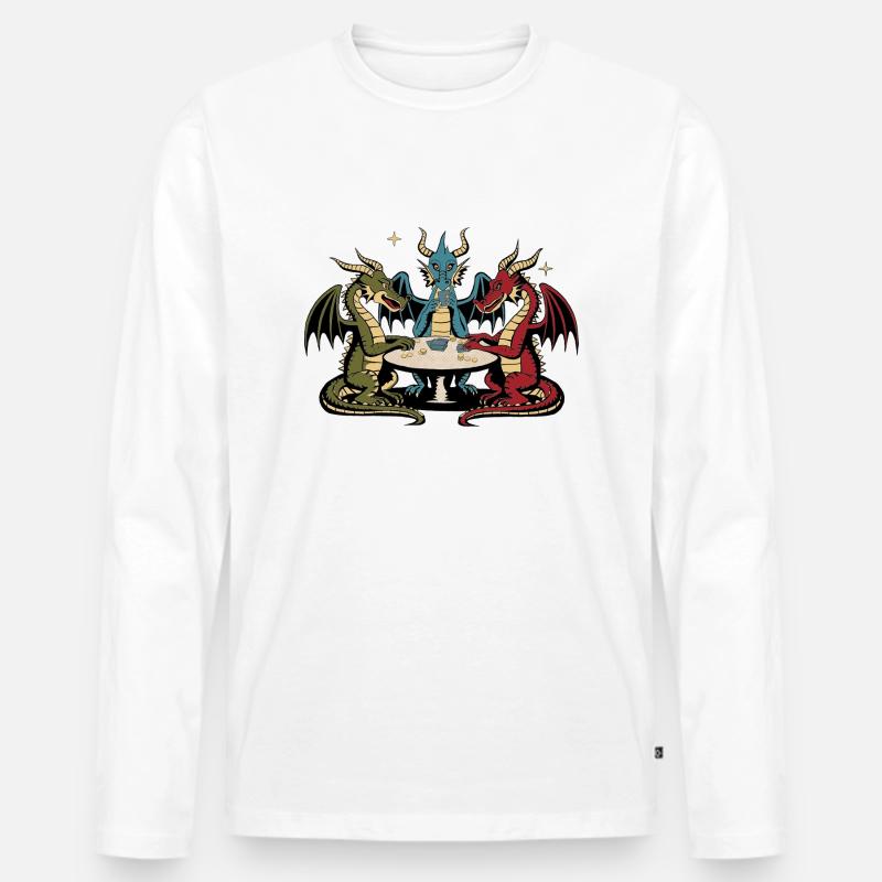 Drachen-Spielkarten - Männer Premium Bio Langarmshirt - Weiß