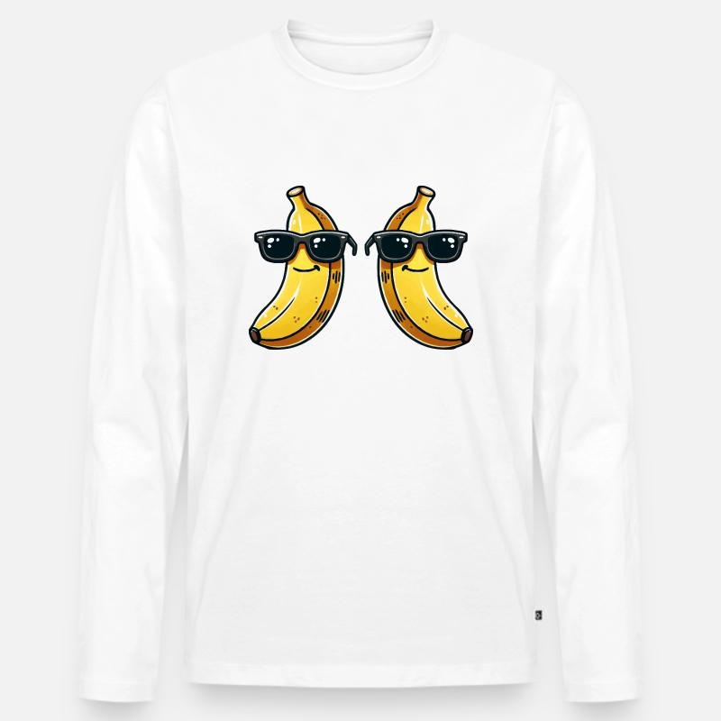 banane sonnenbrille comic 2 - Männer Premium Bio Langarmshirt - Weiß