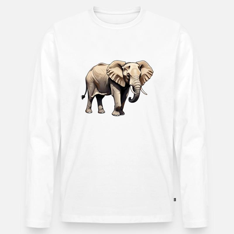 Elefant - Tier Design - Männer Premium Bio Langarmshirt - Weiß