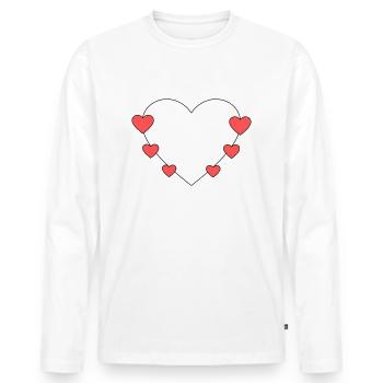 Cœur avec de petits cœurs - T-shirt manches longues Premium bio Homme - blanc - Devant - Nico (187cm)