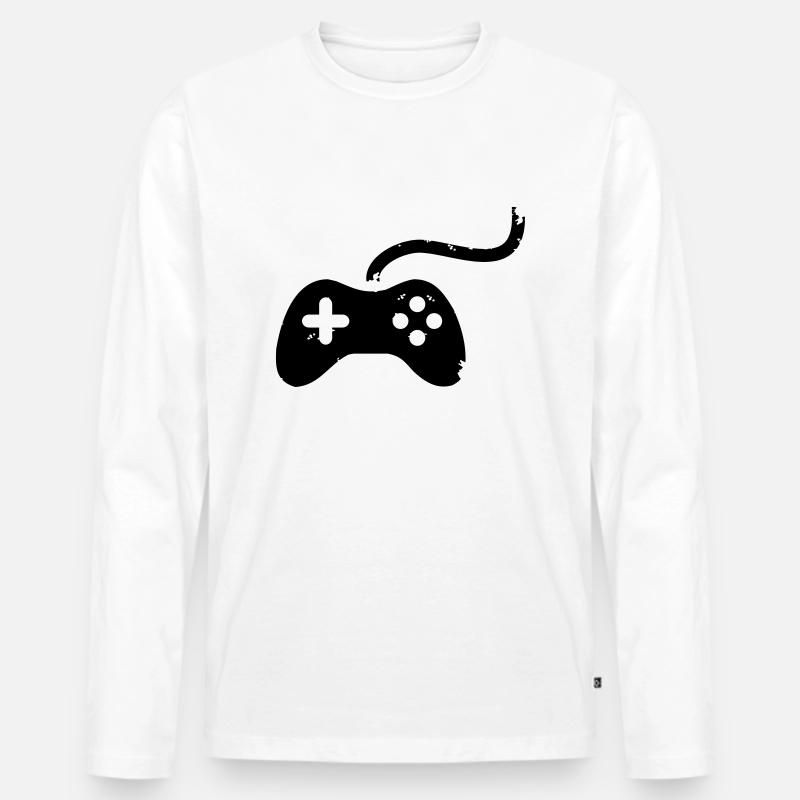 Controller - Männer Premium Bio Langarmshirt - Weiß