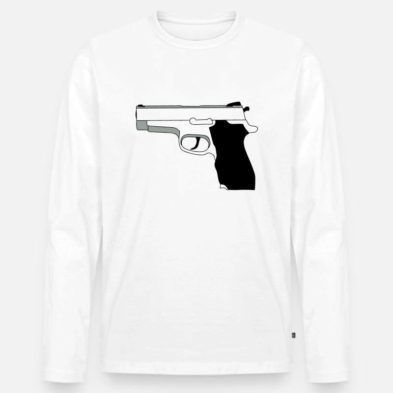 Pistole - Männer Premium Bio Langarmshirt - Weiß