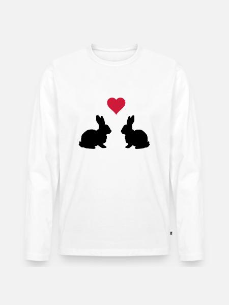 Love Hasen - Männer Premium Bio Langarmshirt - Weiß
