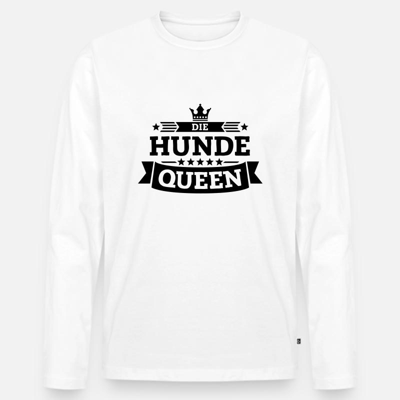 Die Hunde-Queen - Männer Premium Bio Langarmshirt - Weiß