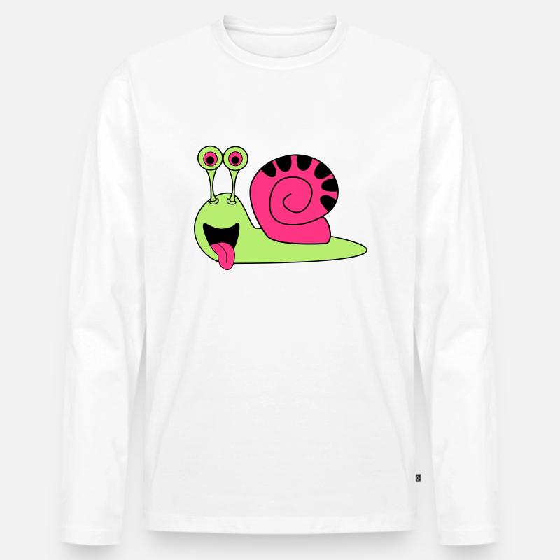 schnecke - Männer Premium Bio Langarmshirt - Weiß