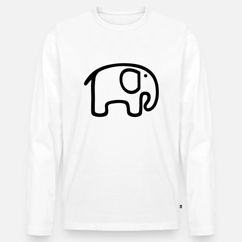 Elefant - Männer Premium Bio Langarmshirt - Weiß