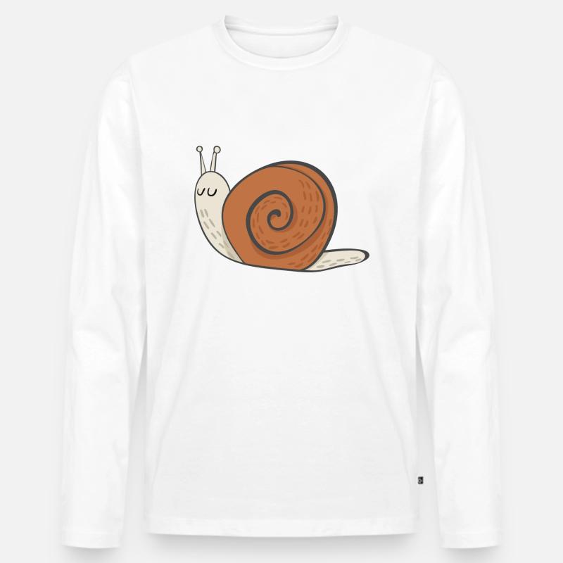 Schnecke - Männer Premium Bio Langarmshirt - Weiß