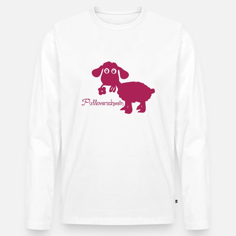 Schaf mit Blume - Männer Premium Bio Langarmshirt - Weiß