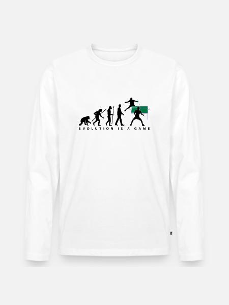 evolution_tischtennisspieler_102012_a_3c - Men's Premium Organic Long Sleeve Shirt - white
