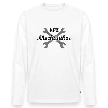 Outil de clé de mécanicien automobile - T-shirt manches longues Premium bio Homme - blanc - Devant - Nico (187cm)