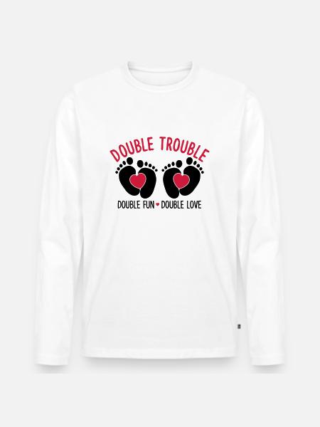 Double trouble - double fun - double love - Mannen Premium Bio shirt met lange mouwen - wit