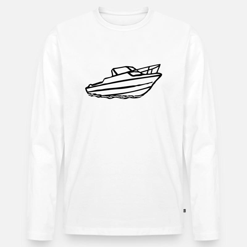 Schiff Motorboot - Männer Premium Bio Langarmshirt - Weiß