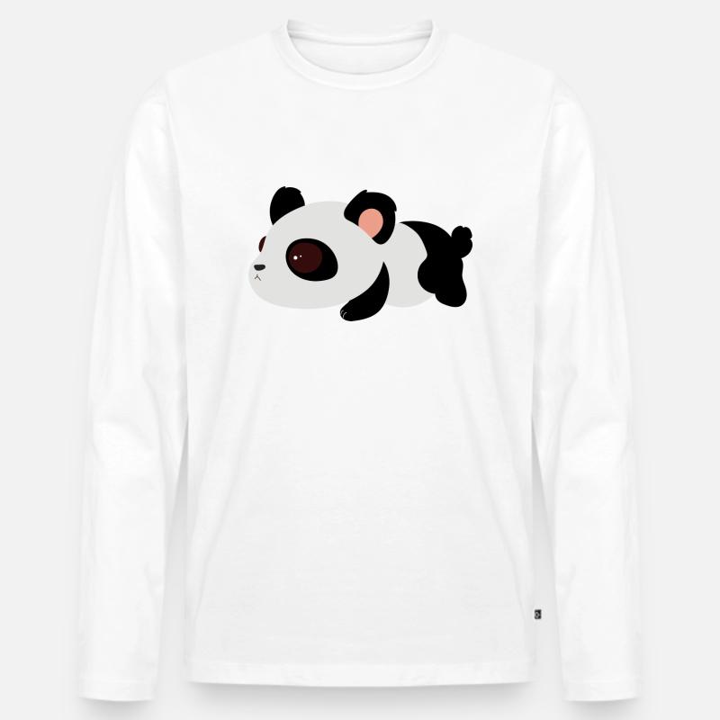 Süßer panda - Männer Premium Bio Langarmshirt - Weiß