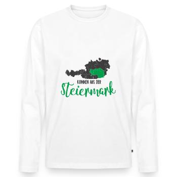 Legenden kommen aus der Steiermark - Männer Premium Bio Langarmshirt - Weiß - Vorne - Nico (187cm)