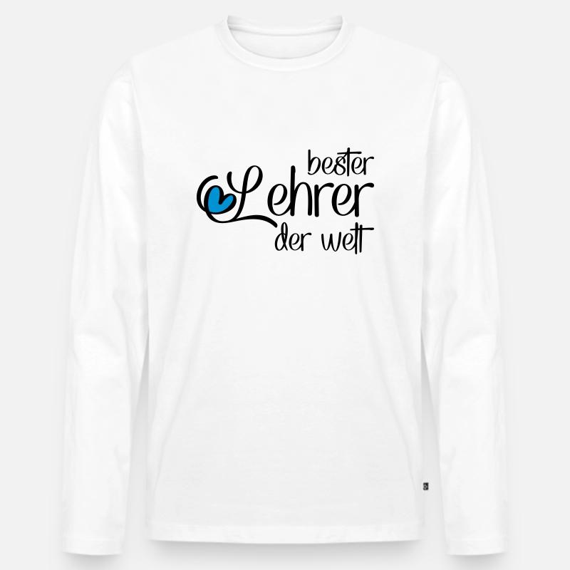Lustiger Lehrer - Männer Premium Bio Langarmshirt - Weiß